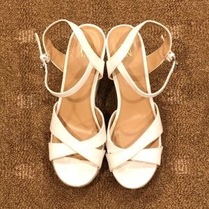 White New York & Company Platform Wedges